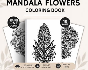Botanical Monochrome Coloring Book | Floral Coloration Pages | Mindfulness Coloring | Minimalist Cozy Coloring | Teen Coloring Sheets