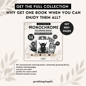 Stress Relief Halloween Coloring Bundle, Cute Ghost & Witch Monochrome Coloring Books, Printable PDF Coloring Pages Bundle coloring printing image 7