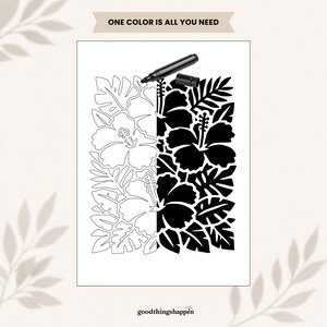 植物のモノクロ塗り絵 | 花の塗り絵ページ | マインドフルネス塗り絵 | ミニマルで心地よい塗り絵 | ティーン向け塗り絵シート 画像 15