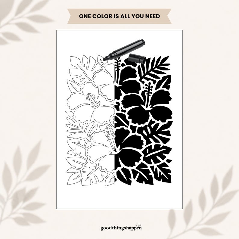 植物のモノクロ塗り絵 | 花の塗り絵ページ | マインドフルネス塗り絵 | ミニマルで心地よい塗り絵 | ティーン向け塗り絵シート 画像 15