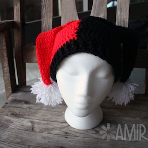 Harlequin Jester Hat - Crochet Beanie - All Sizes Adult to Newborn Custom