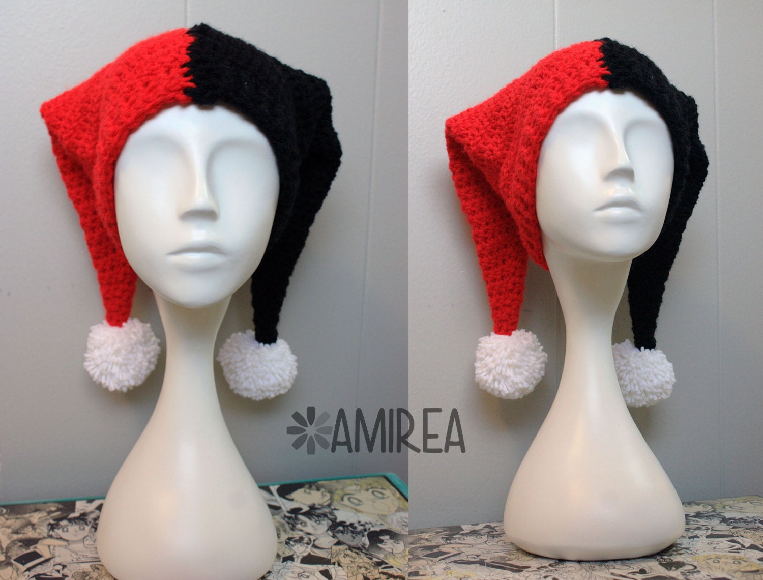 Harley Quinn Hat Crochet Beanie All Sizes Adult to Newborn Etsy