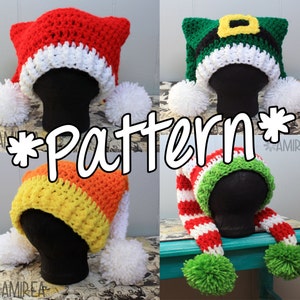 DESCARGA INSTANTÁNEA - Gorro de lana de doble cola para fiestas - Patrón de crochet - Tallas para adultos, adolescentes, niños pequeños, bebés y recién nacidos