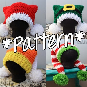 INSTANT DOWNLOAD -- Double Tail Holiday Hat Beanie - Crochet Pattern - Adult, Teen, Toddler, Baby, Newborn Sizes