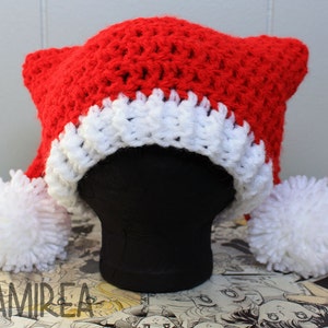 INSTANT DOWNLOAD Double Tail Holiday Hat Beanie Crochet Pattern Adult, Teen, Toddler, Baby, Newborn Sizes image 2