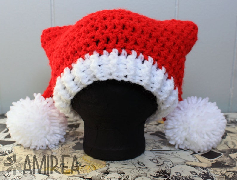 INSTANT DOWNLOAD Double Tail Holiday Hat Beanie Crochet Pattern Adult, Teen, Toddler, Baby, Newborn Sizes image 2