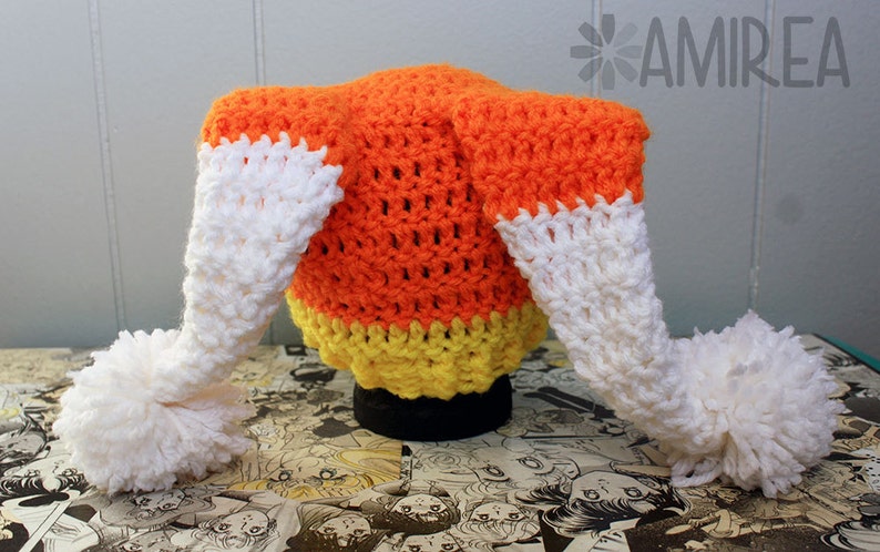 Candy Corn Holiday Beanie All Sizes Adult to Newborn, Crochet Hat image 2
