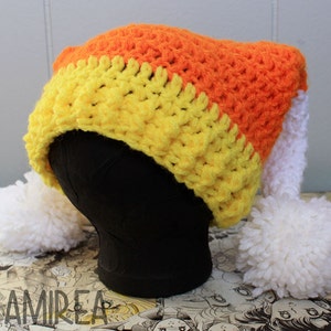 Candy Corn Holiday Beanie All Sizes Adult to Newborn, Crochet Hat image 3