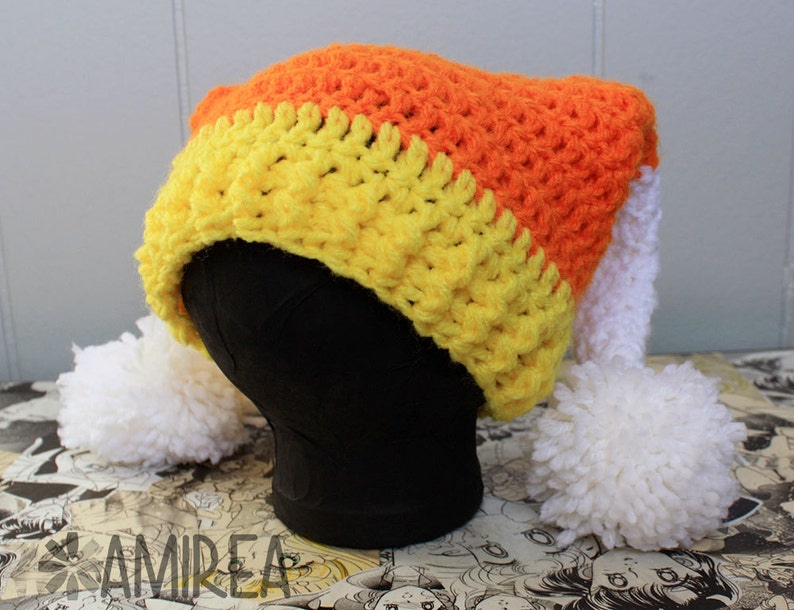 Candy Corn Holiday Beanie All Sizes Adult to Newborn, Crochet Hat image 3