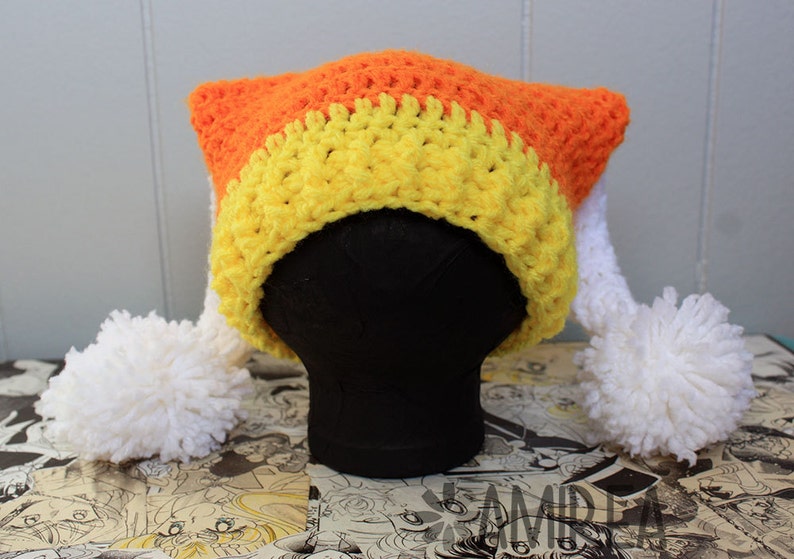 Candy Corn Holiday Beanie All Sizes Adult to Newborn, Crochet Hat image 1