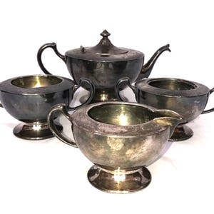 Silver Plated Rogers 1881 Tea Set, 5 Piece, Quadruple Plated, New York