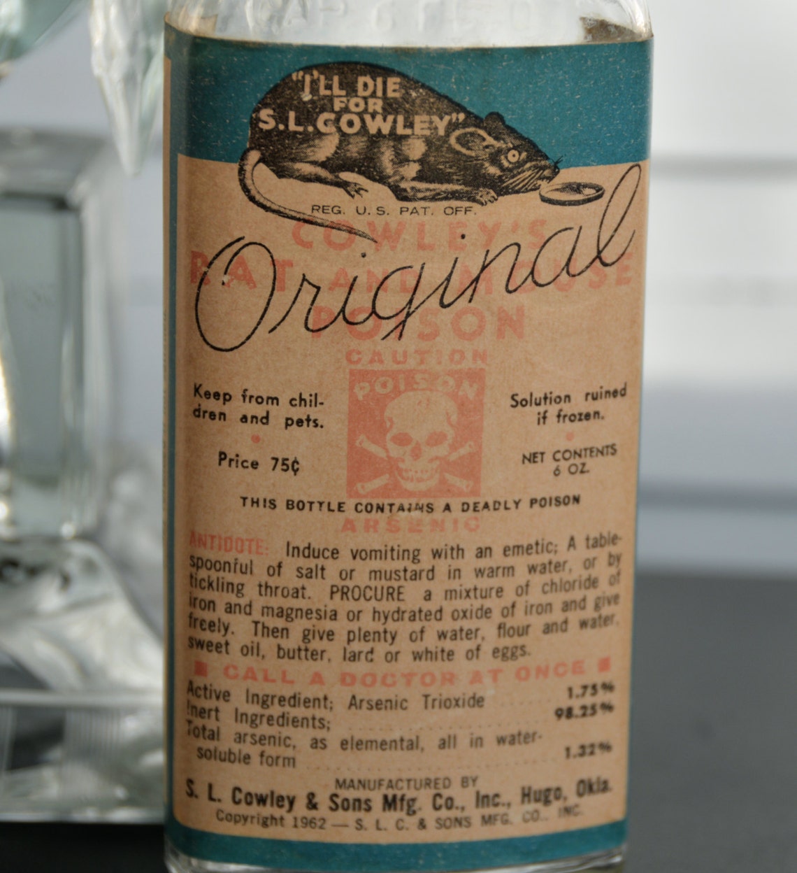 Arsenic Vintage S. L. Cowley Rat & Mouse Poison Bottle Etsy