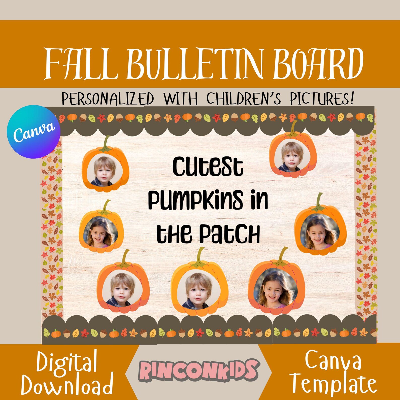 Pumpkin Patch Classroom Decor: Student Photo Template (digital Download ...