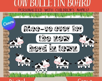 Cow Bulletin Board Kit: Farm Classroom Decor (Printable & Editable Template)