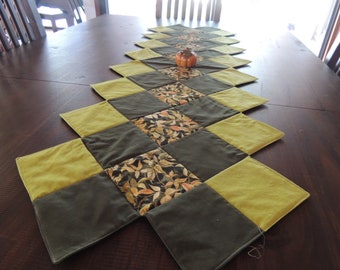 Green Print Table Runner