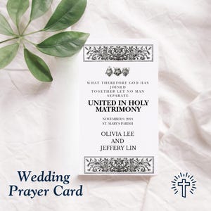 Scheda di preghiera per matrimonio cattolico / Santo matrimonio stampabile / Download immediato e modello Canva modificabile