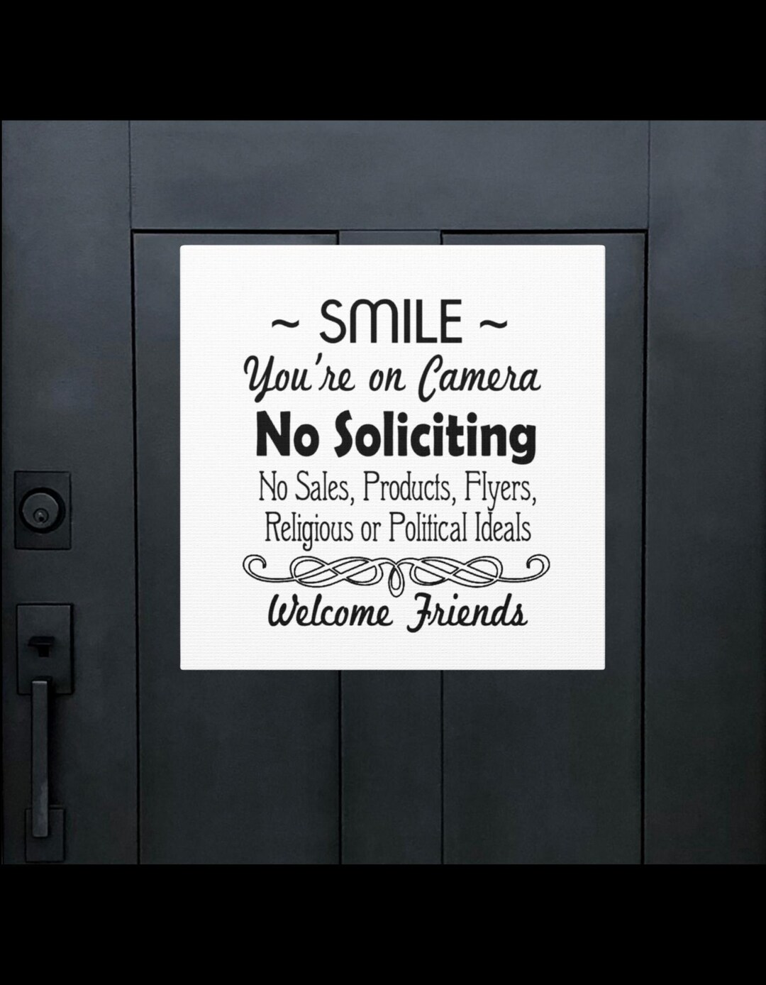 No Soliciting Sign, Smile You're On Camera, Canvas Sign, Welcome ...