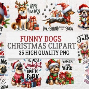 Christmas Funny Dog Bundle 35 PNG
