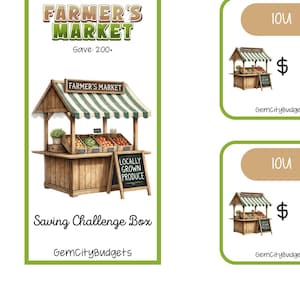 Farmer&#39;s Market Saving Challenge Box| Saving Printable | Low Challenge | A6 Low Income Savings Challenge | Saving Challenge PDF