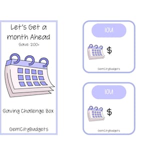 Let&#39;s Get a Month Ahead Saving Challenge Box| Saving Printable| Low Income Challenge| A6 Low Income Savings Challenge| Saving Challenge PDF