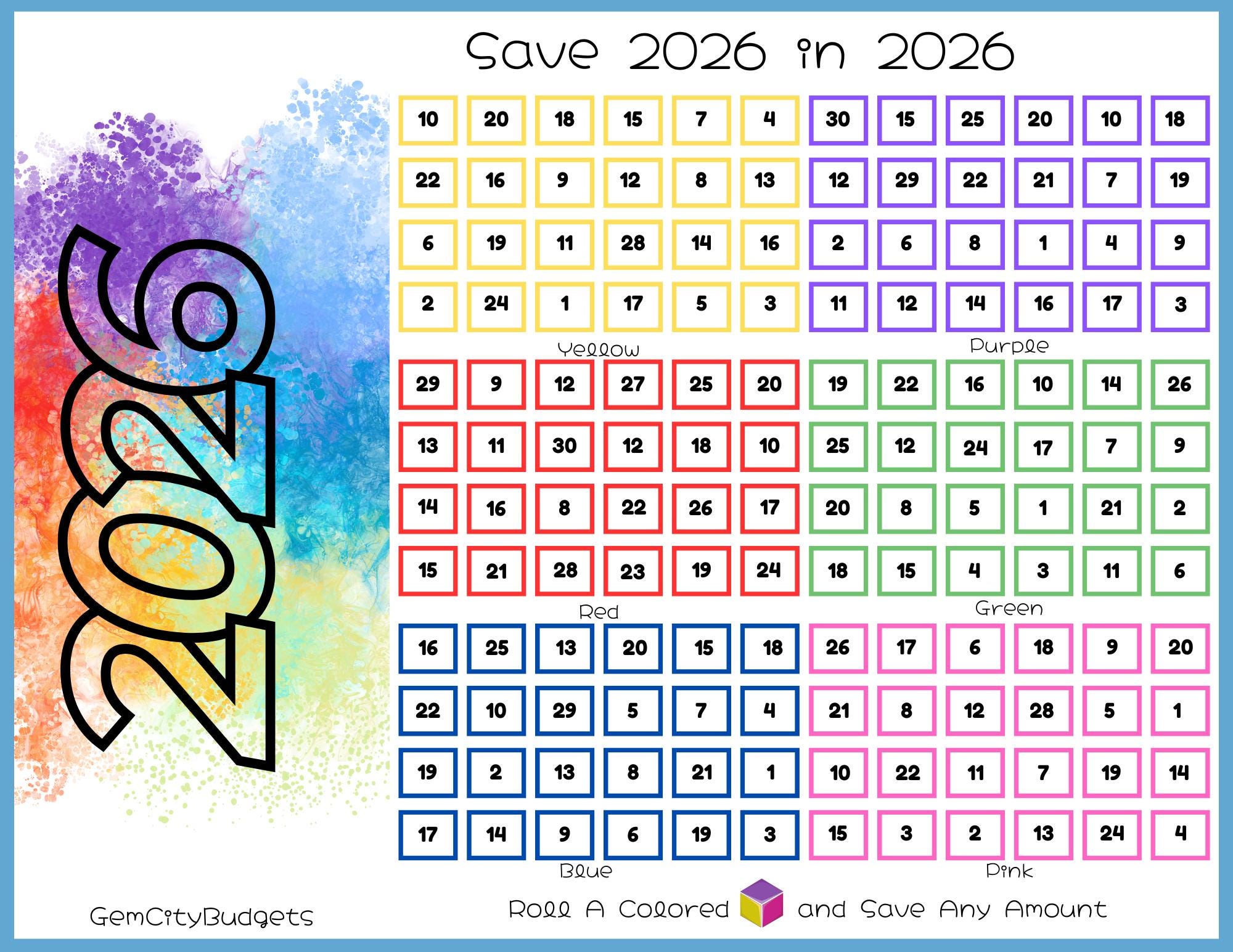 Save 2026 in 2026| Saving Printable | Low Challenge | A Year of