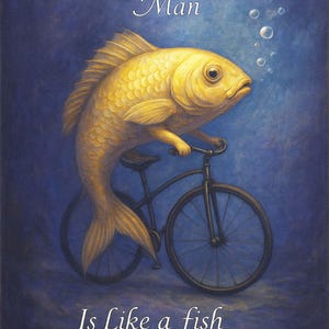 Women&#39;s Liberation Poster - A Woman without a Man is Like a Fish without a Bicycle - Free Shipping