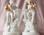 Vintage Franklin Mint Porcelain Cherub Candle Holders