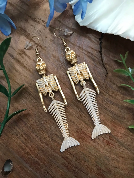 Mermaid Skeleton Earrings Etsy