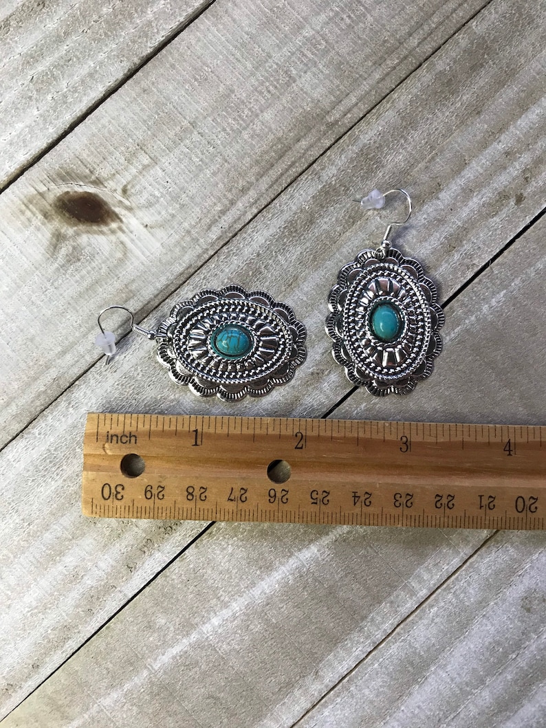 Turquoise Concho Earrings