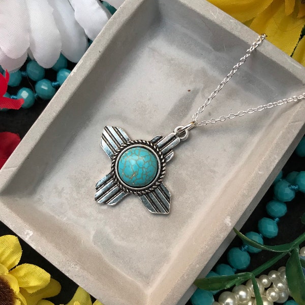 Zuni Necklace, Zia, Turquoise Necklace