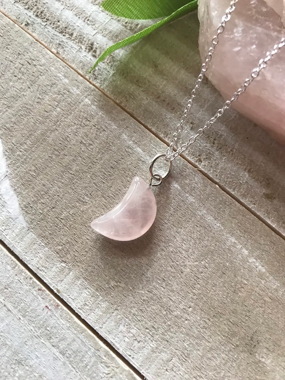 Rose Quartz Moon Necklace - Etsy
