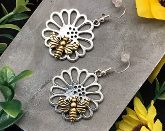 Bumblebee Flower Earrings