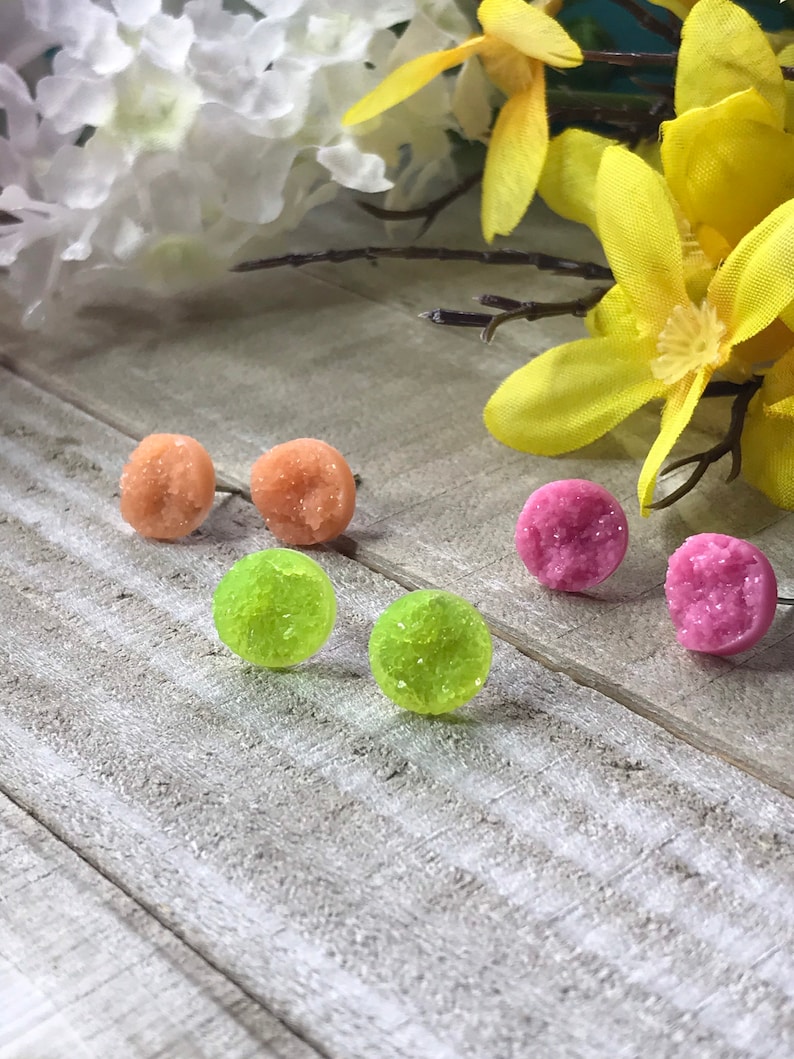 Druzy Earrings Set Of Three