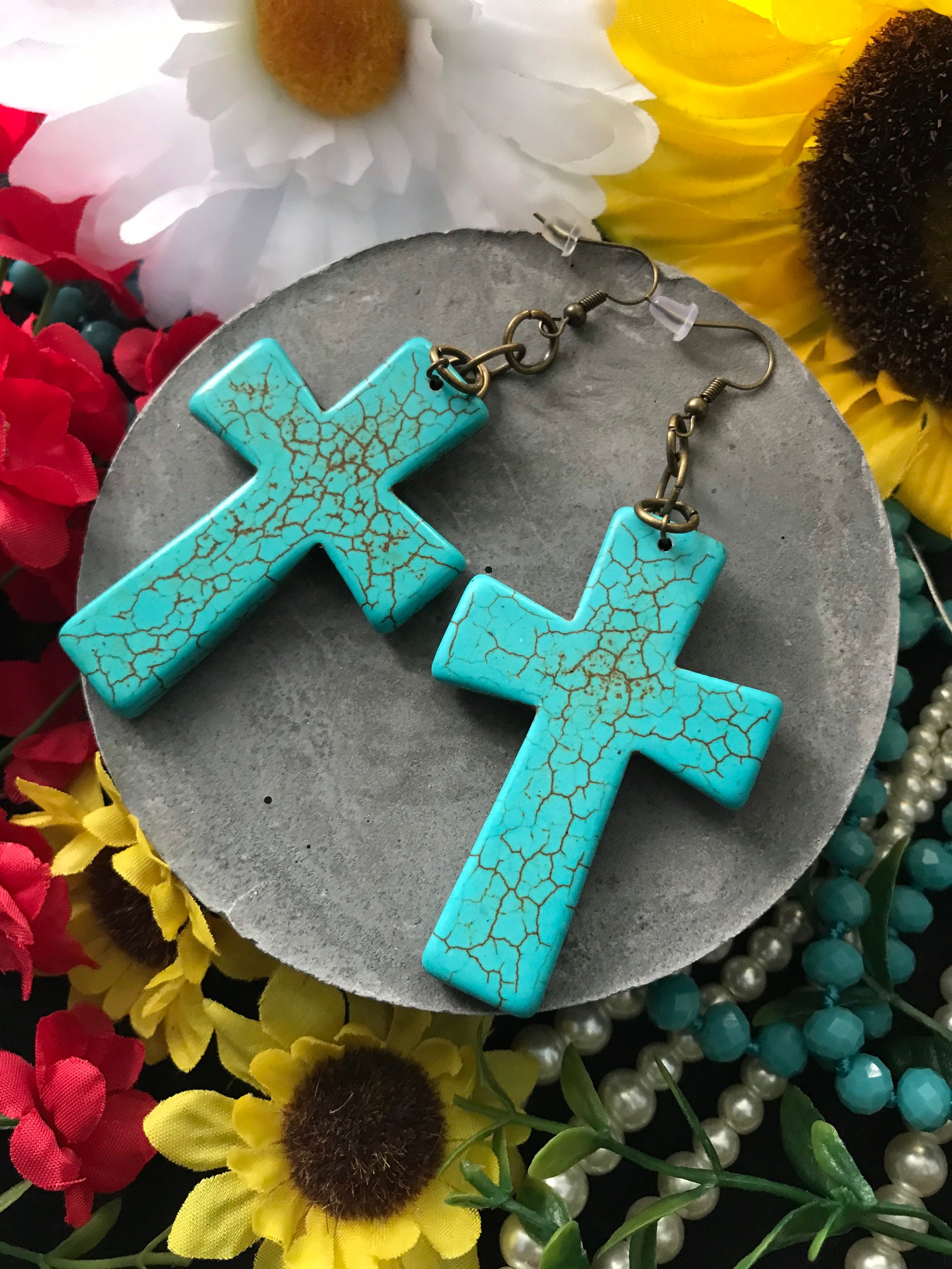 Turquoise sale cross earrings