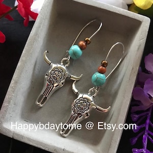 Southwestern Earrings, Longhorn Earrings