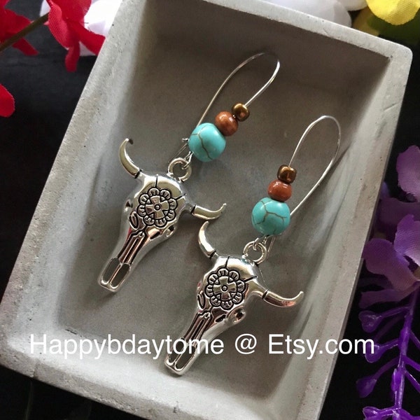 Southwestern Earrings, Longhorn Earrings