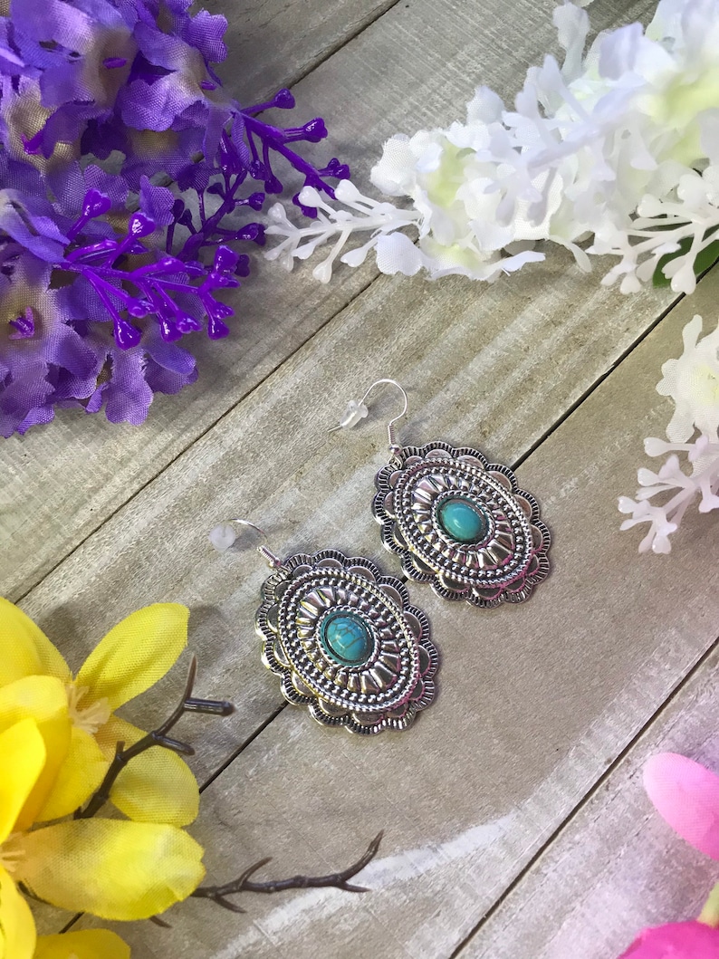 Turquoise Concho Earrings