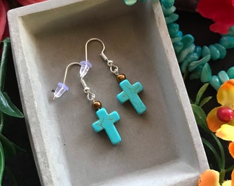 Turquoise Cross Earrings