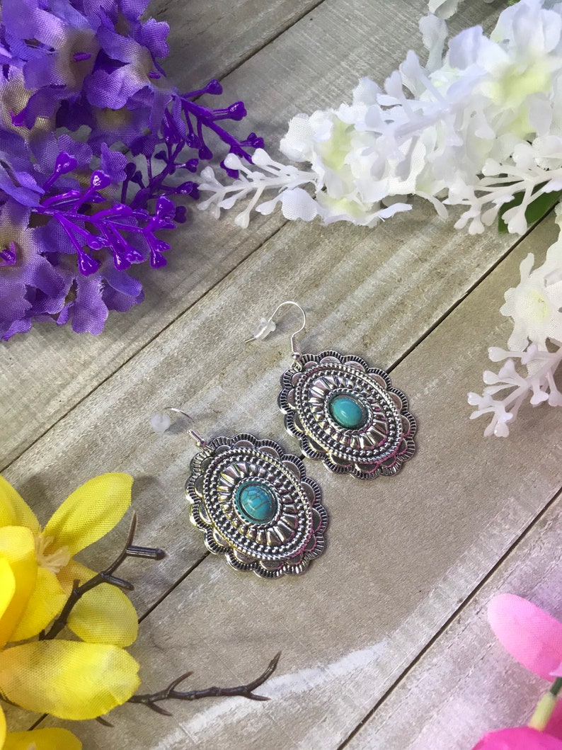 Turquoise Concho Earrings