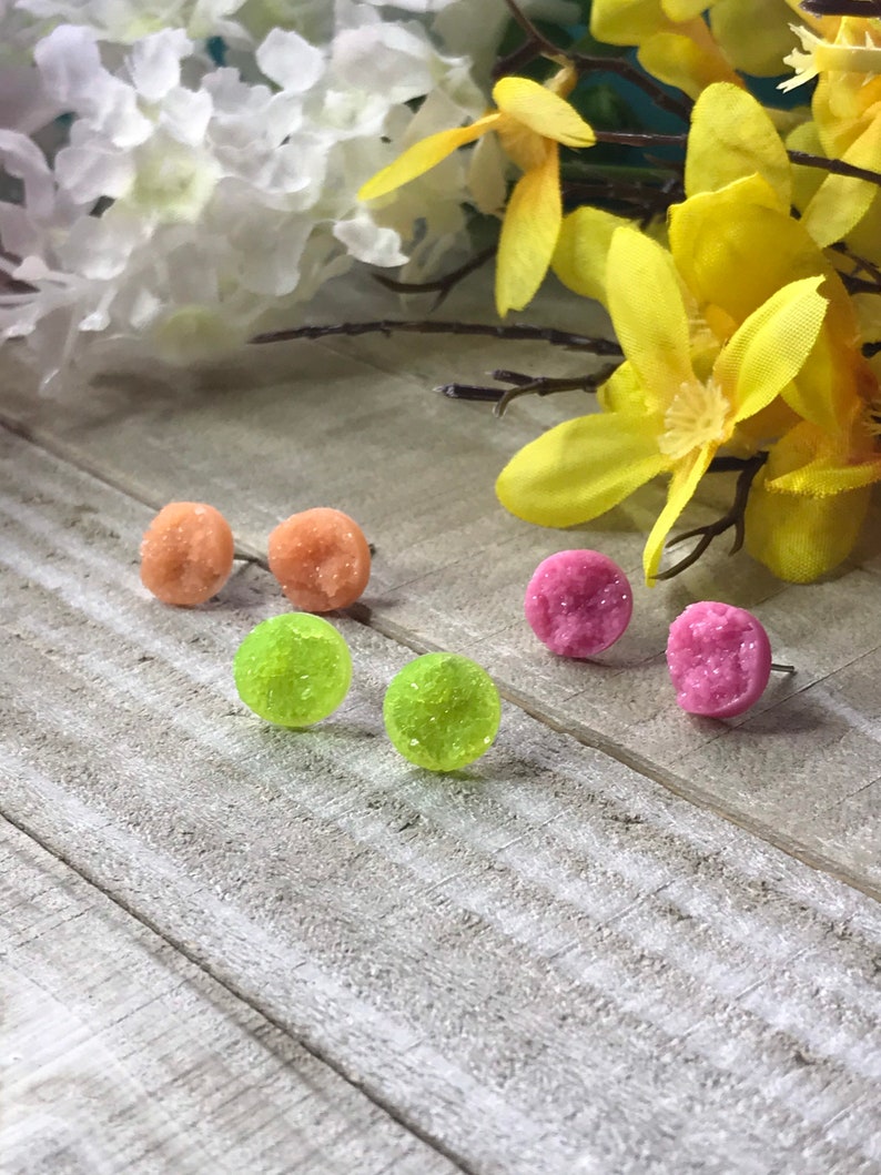 Druzy Earrings Set Of Three