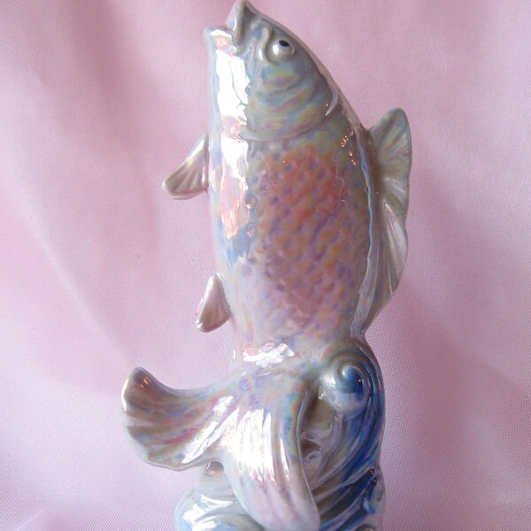 Nautical Lusterware Iridescent Fish Statue
