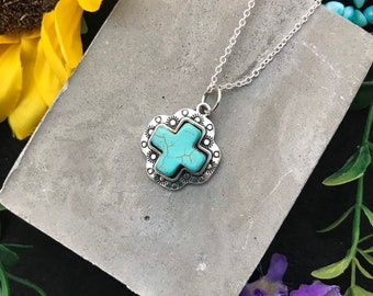 Turquoise Western Cross Necklace