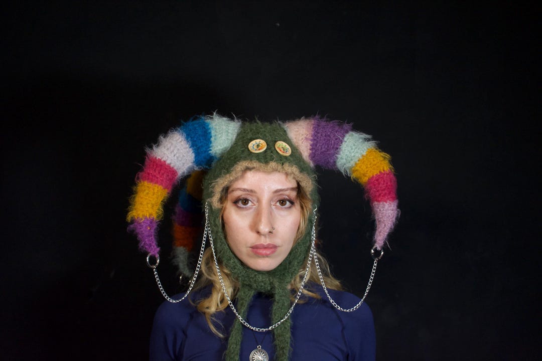 Balclava Rave Handmade Knit Jester Mask: Fluffy Rave Balaclava - Etsy