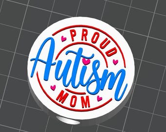 Autism Mom Straw Topper STL File, 3D Print Straw Topper Digital Download, Autism Awareness