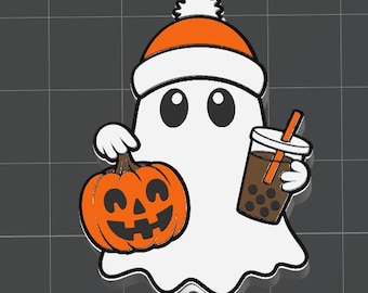Coffee Ghost Beanie Straw Topper STL File, 3D Print Straw Topper Digital Download, Pumpkin Spice