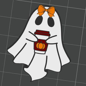 Coquette Coffee Bow Ghost Straw Topper STL File, 3D Print Straw Topper Digital Download, Pumpkin Spice
