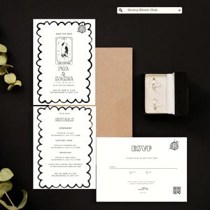 The Lovers Tarot Wedding Invitation Suite | Retro Disco Wedding Invite | Editable Canva Template | Digital Download