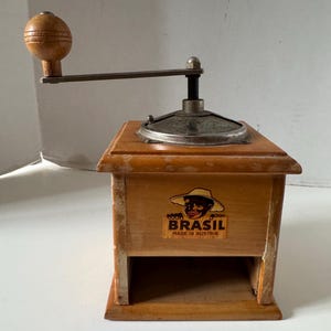 Vintage Brasil Hand Crank Coffee Grinder Made In Austria no drawer as is