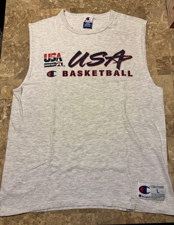 ウェア mecca usa basketball tank top hiphop 90s Vintage 90s USA Basketball Shirt Olympics Dream Team Champion Size