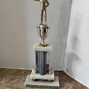 Vintage 1966 N.S.P.L. POLICE Law Enforcement GUN Club  Shooting TROPHY Metal & marble. Cones as pictured